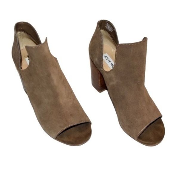 Steve Madden Brown Peep Toe Booties - Picture 6 of 8